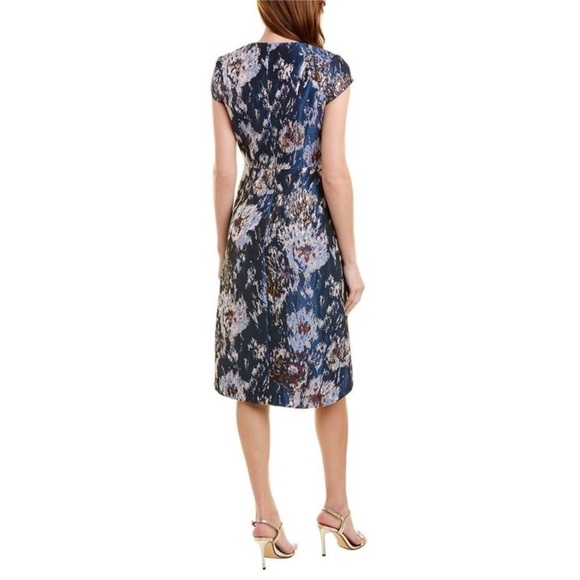 Kay Unger Women’s Sutton Midi Dress Rainforest Metallic Size 8 - Picture 2 of 11